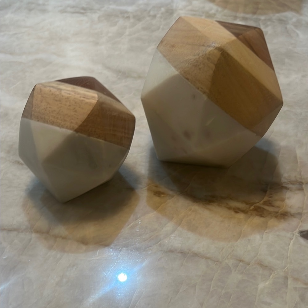 West Elm Geometric wood and marbled Accents